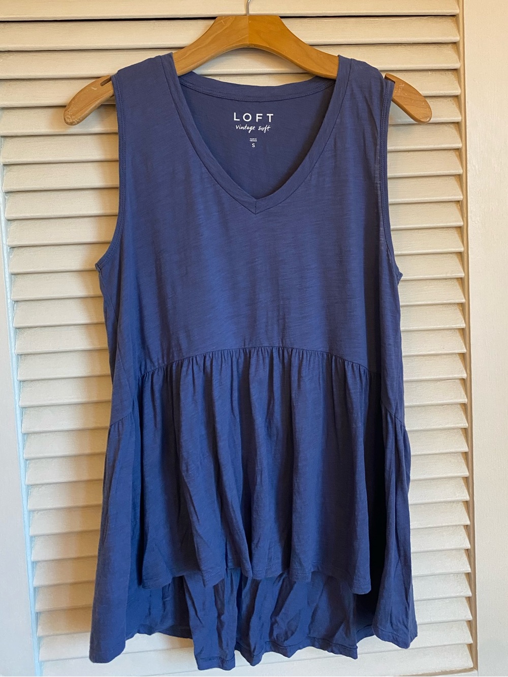 Loft Vintage Soft Blue Peplum Tank Top